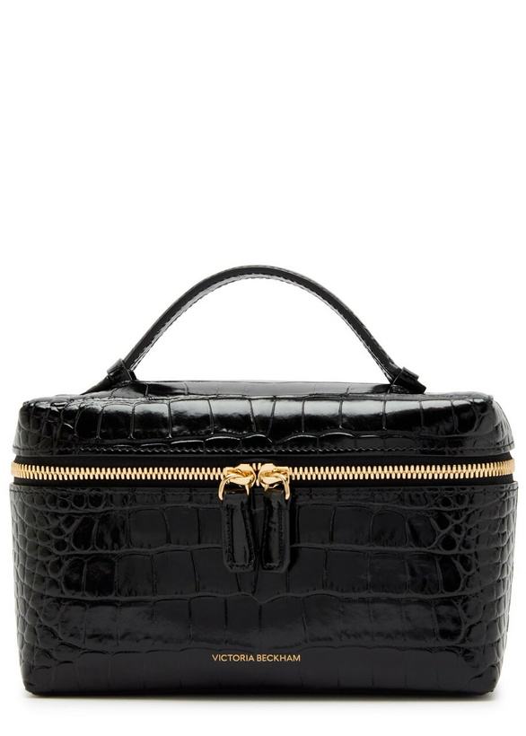 Photo: Victoria Beckham Vanity Crocodile-effect Glossed Leather Cross-body bag - Black - One Size
