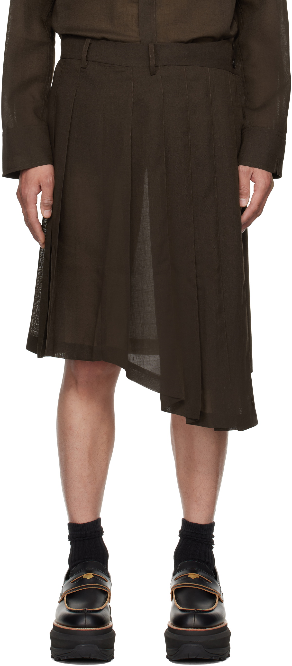 Feng Chen Wang Brown Pleated Skirt