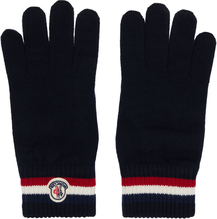Photo: Moncler Navy Tricolor Wool Gloves