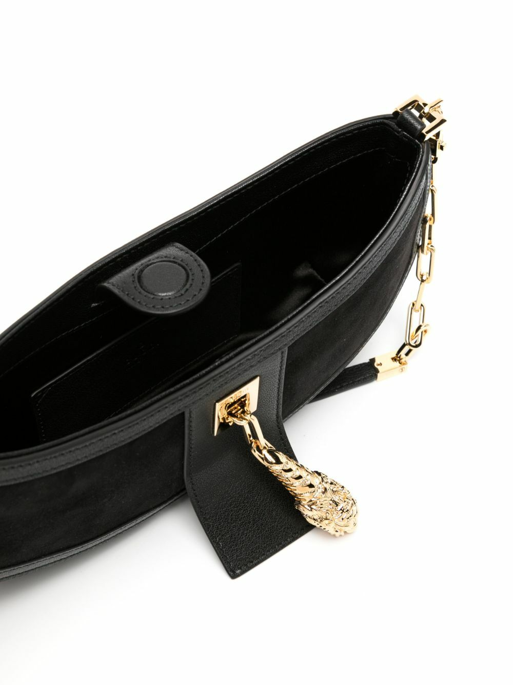 Gucci Black Tiger Head Small Suede Shoulder Bag