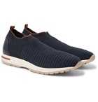 Loro Piana - 360 Flexy Walk Leather-Trimmed Knitted Wish Wool Slip-On Sneakers - Gray