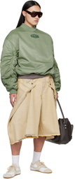 LU'U DAN Off-White Maxi Denim Shorts