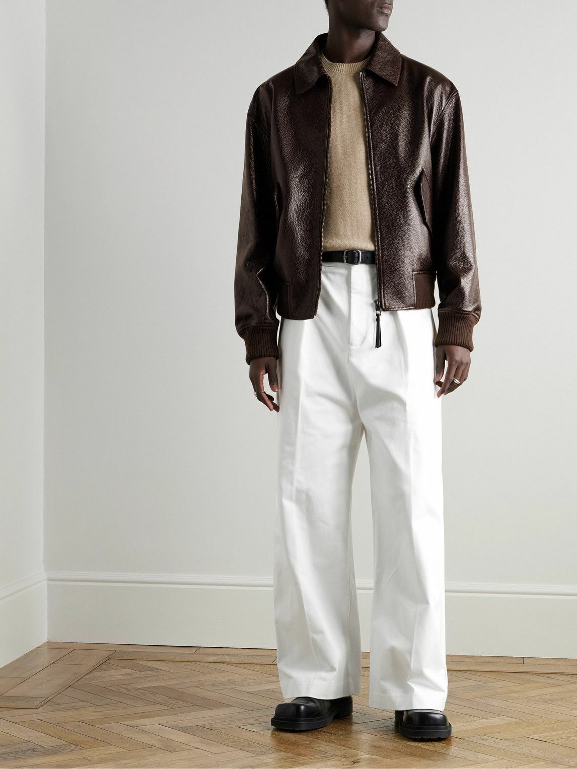 LOEWE - Straight-Leg Pleated Jeans - White