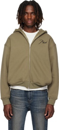 Rhude Khaki Classique Zip Up Hoodie