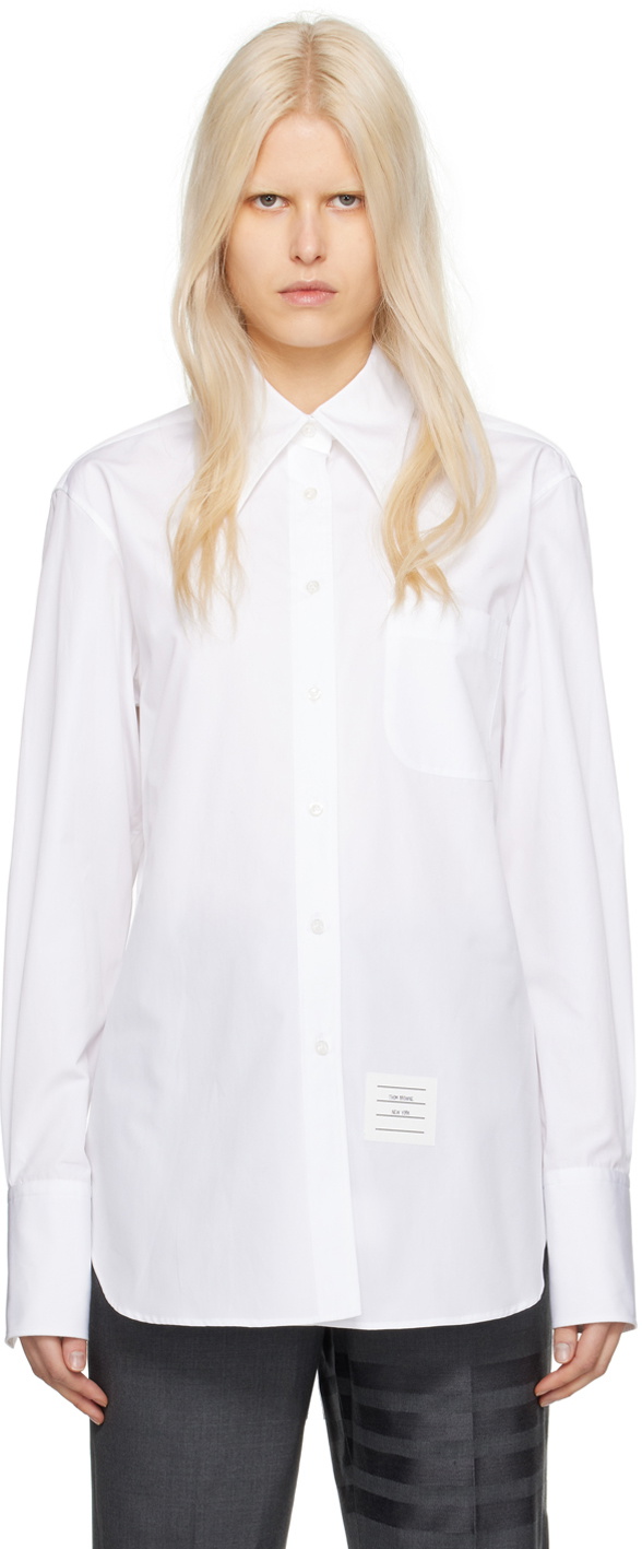 Thom Browne White Pointed Collar Shirt Thom Browne