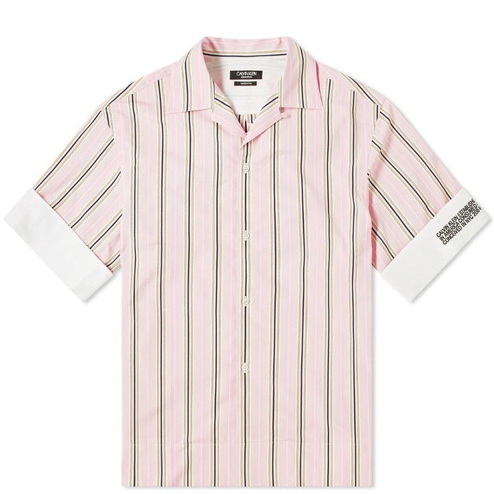 Photo: Calvin Klein 205W39NYC Faded Stripe Vacation Shirt Pink, White, Yellow & Marine