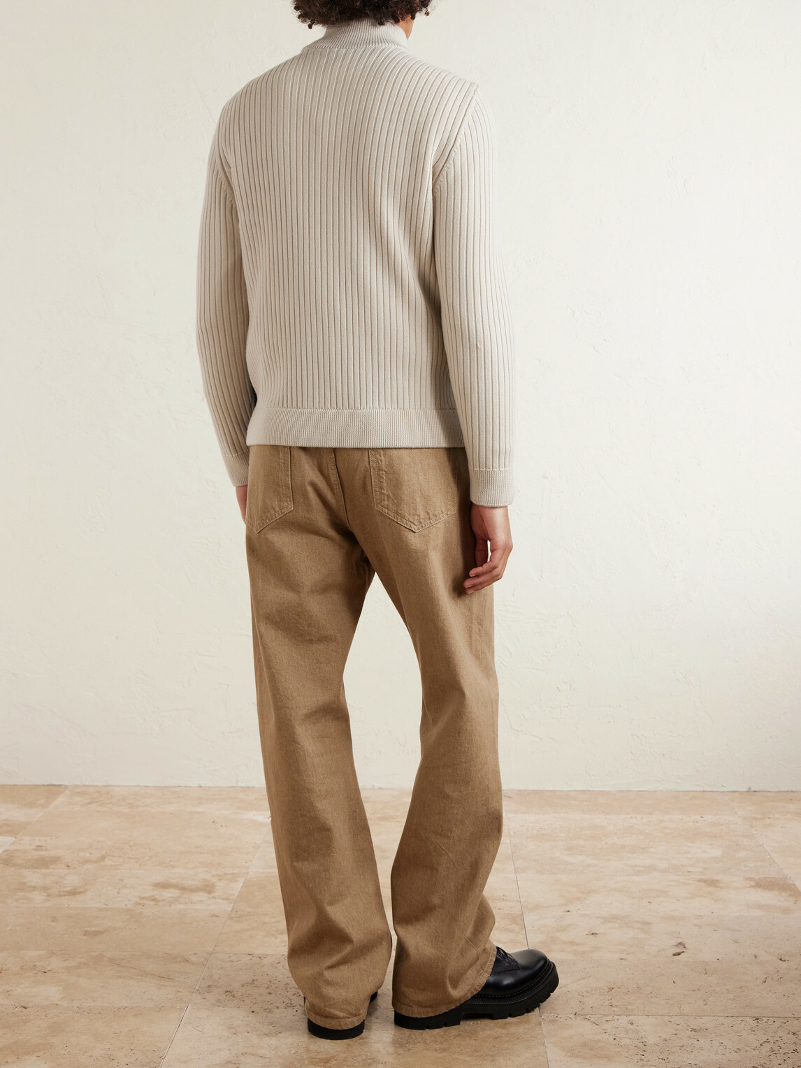 Moncler - Shell-Trimmed Ribbed Wool Down Zip-Up Cardigan - Neutrals