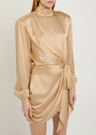 Ronny Kobo Imara Belted Wrap-effect Silk-blend Mini Dress Yellow