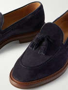 Brunello Cucinelli - Leather-Trimmed Tasselled Suede Loafers - Blue