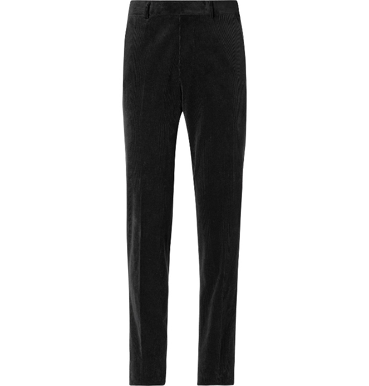 Photo: Ermenegildo Zegna - Slim-Fit Stretch Cotton and Cashmere-Blend Corduroy Trousers - Black