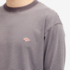 Danton Men's Long Sleeve Stripe Logo T-Shirt in Charcoal/White