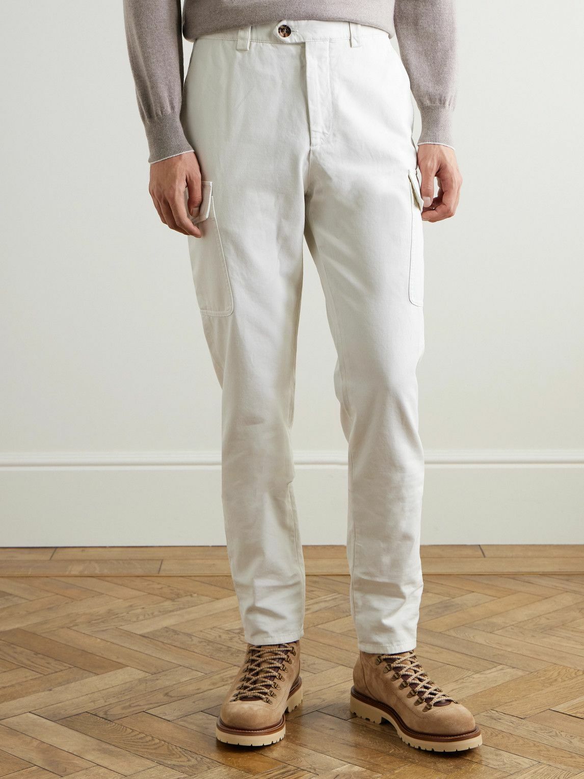 Brunello Cucinelli - Straight-Leg Cotton-Gabardine Cargo Trousers