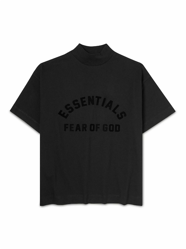 Photo: Fear of God Essentials Kids - Logo-Appliquéd Cotton-Jersey T-Shirt - Black