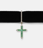 Mateo 14kt gold (585/1000) choker with emeralds and diamonds