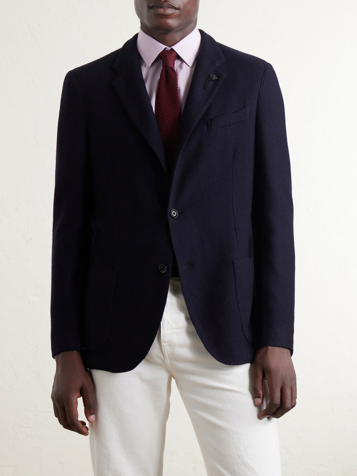 Lardini - Honeycomb-Knit Wool Blazer - Blue