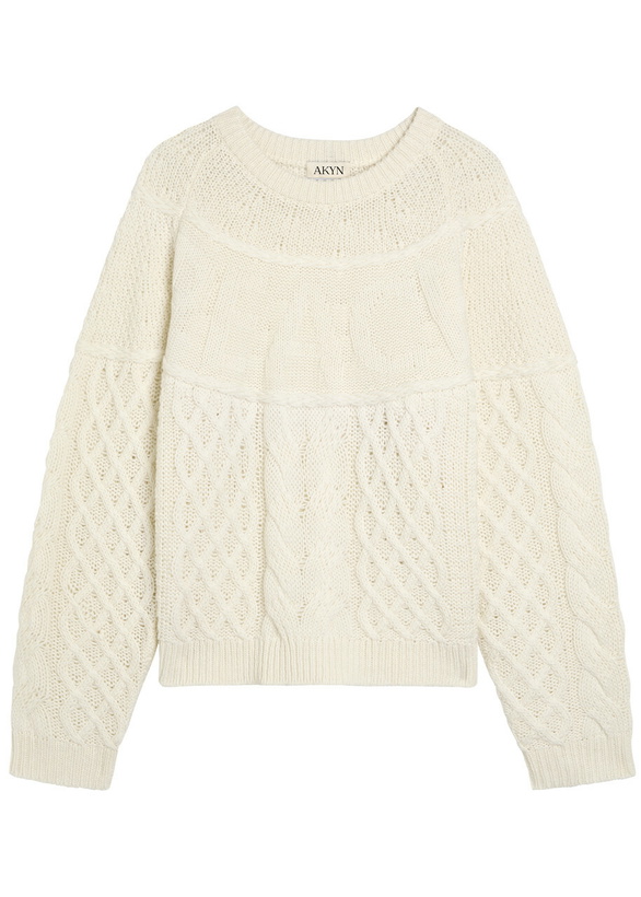 Photo: Akyn Peace Cable-knit Merino Wool-blend Jumper Ivory