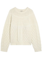 Akyn Peace Cable-knit Merino Wool-blend Jumper Ivory