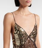 Pucci Asymmetric sequined tulle slip dress