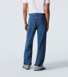 Bottega Veneta Leather-trimmed wide-leg jeans