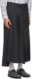 Thom Browne Grey Wool 4-Bar Backstrap Pleated Skirt