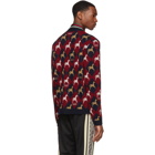 Gucci Red and Navy Jacquard Equestrian Cardigan