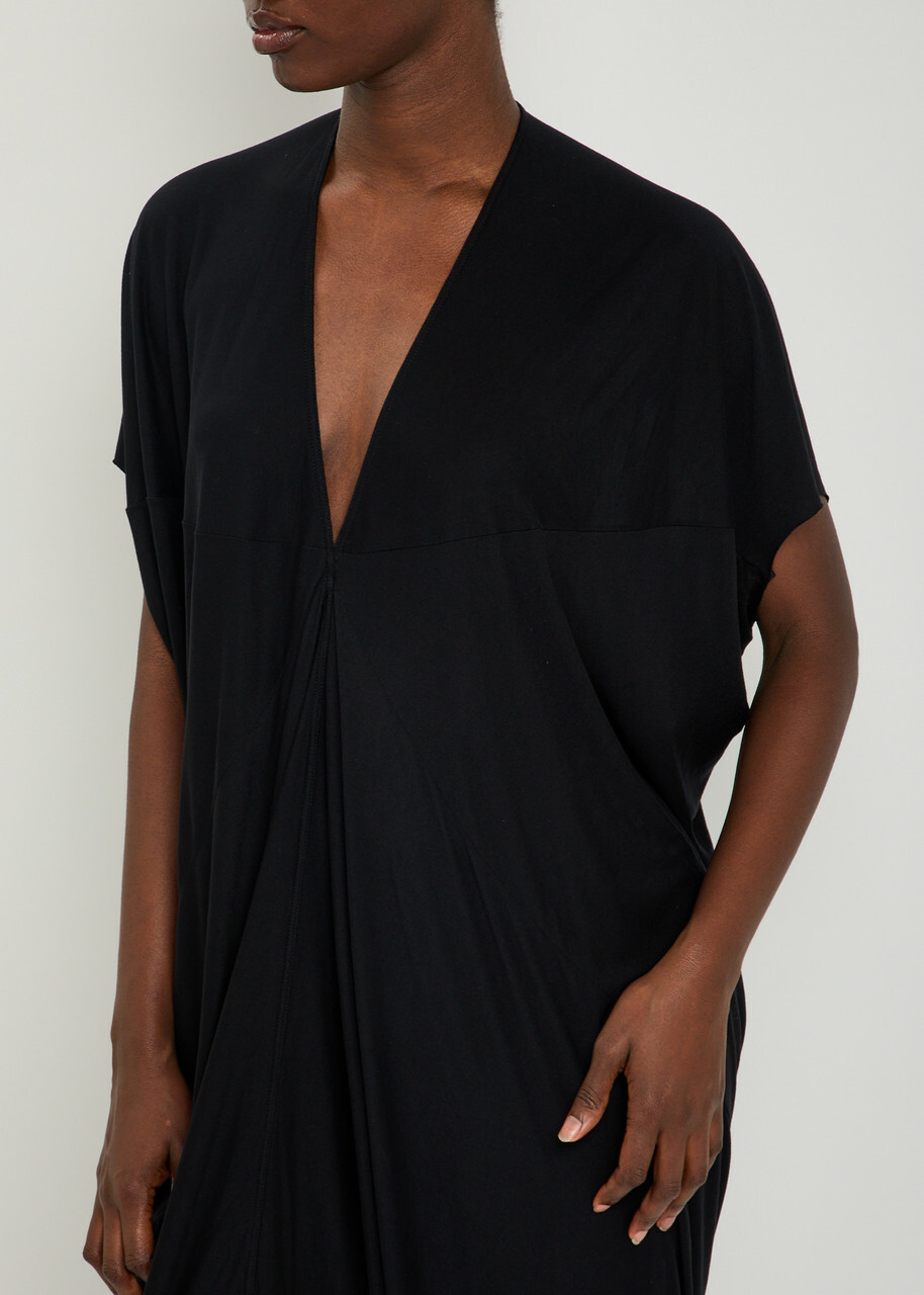 Rick Owens Lilies Em V-neck Jersey Gown Black
