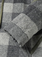 Greg Lauren - Canvas-Trimmed Checked Wool-Blend Tweed Hooded Jacket - Gray
