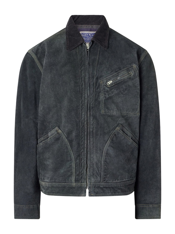 Photo: RRL - Chrysler Corduroy-Trimmed Suede Jacket - Blue
