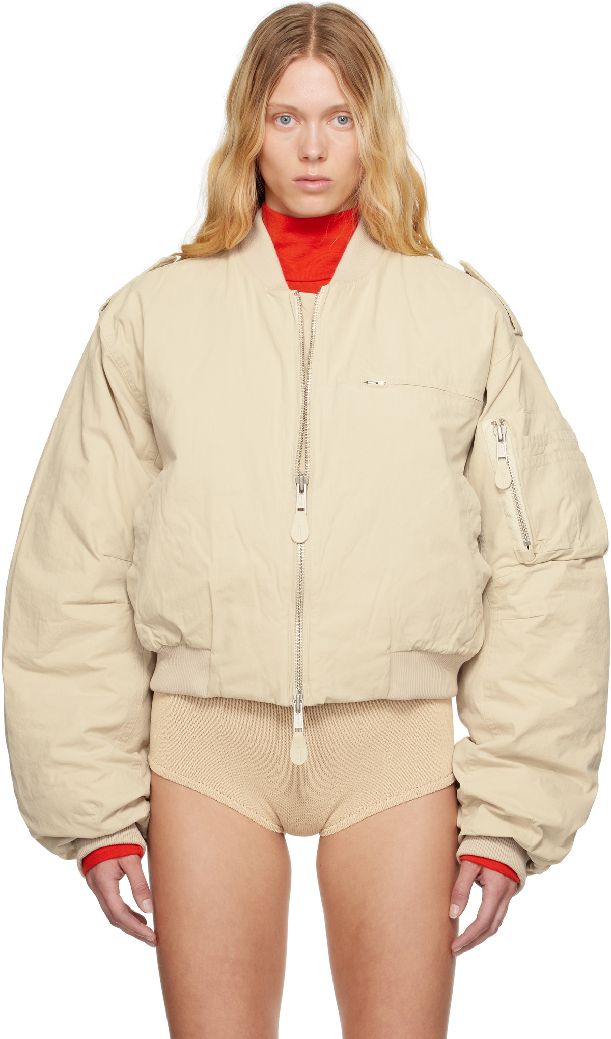 Entire Studios Beige A-4 Bomber Jacket