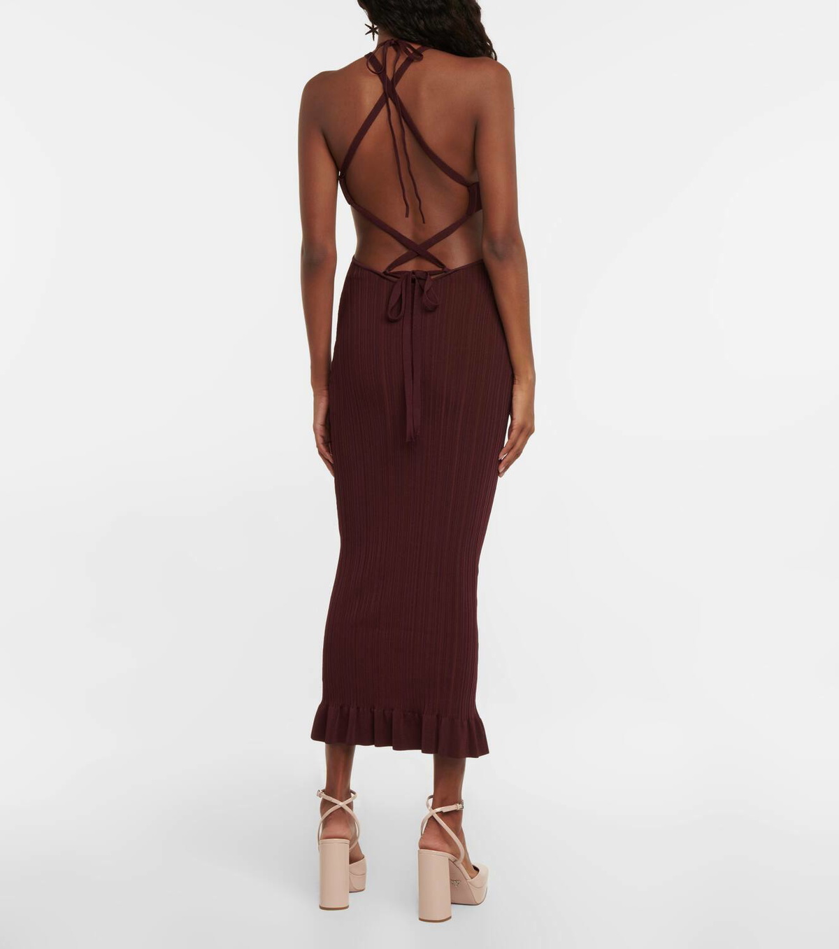 Philosophy di Lorenzo Serafini Cutout ribbed-kit bodycon midi dress