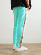 Palm Angels - Tapered Logo-Embroidered Striped Cotton-Blend Chenille Track Pants - Blue