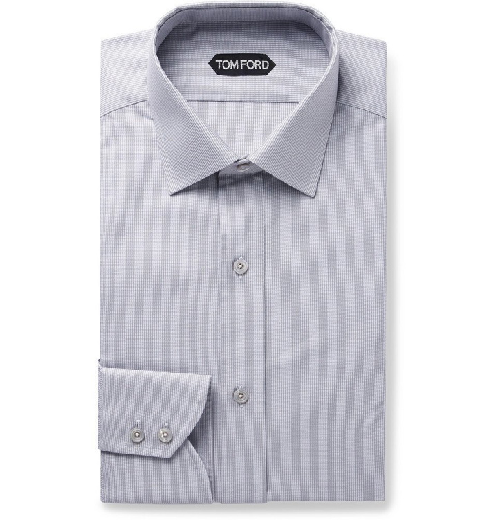 Photo: TOM FORD - Grey Slim-Fit Puppytooth Cotton Shirt - Light gray