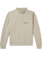 FEAR OF GOD ESSENTIALS - Logo-Print Cotton-Blend Jersey Mock-Neck Sweatshirt - Neutrals