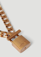 Versace - Logo Engraved Lock Necklace in Gold