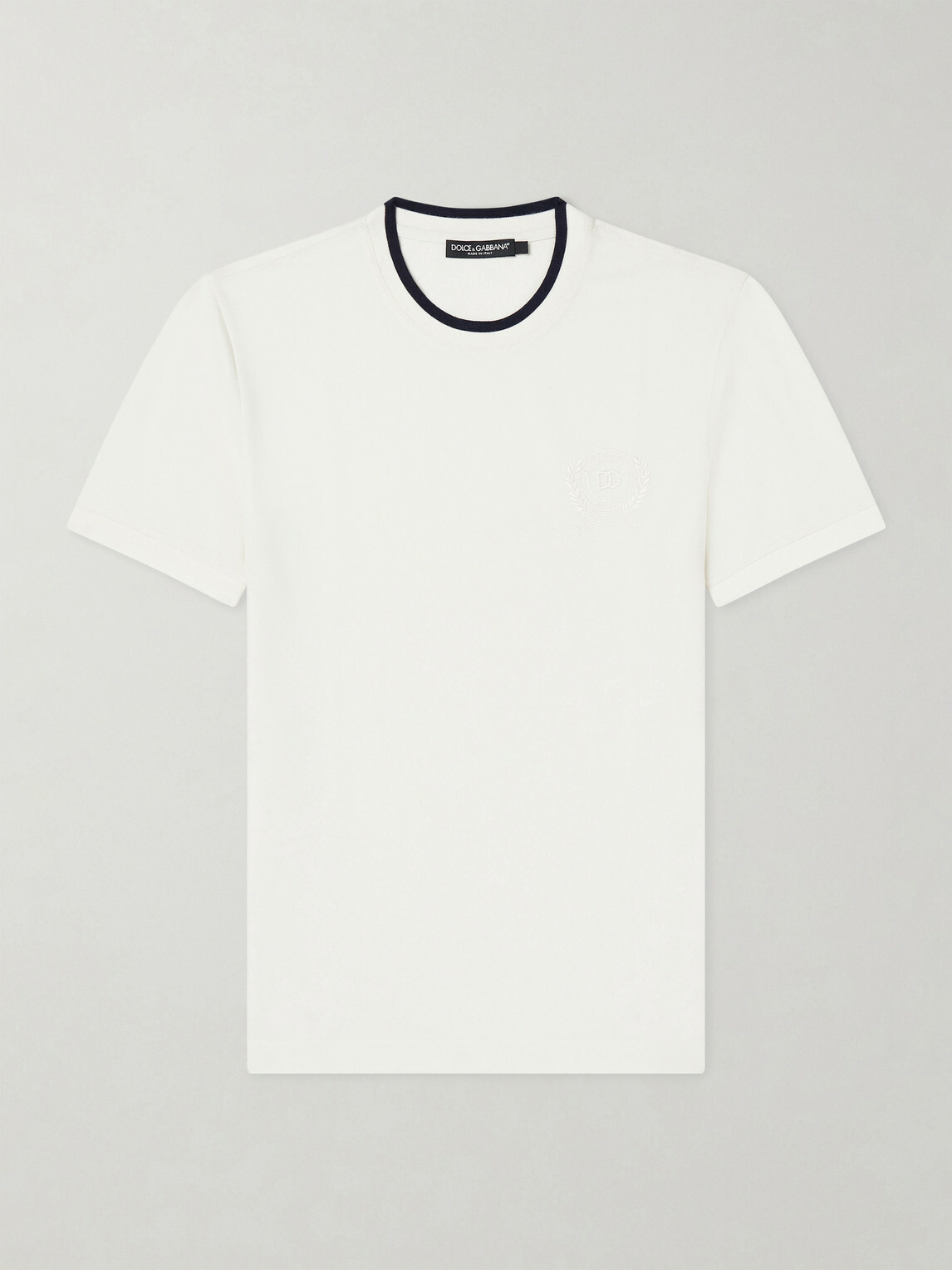 Dolce&Gabbana - Logo-Embroidered Piqué T-Shirt - White