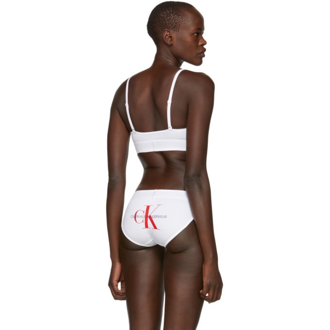 Calvin Klein Underwear White Triangle Monogram Mesh Bra Calvin