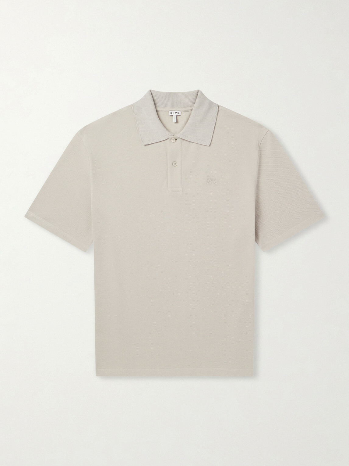 LOEWE - Anagram-Embroidered Cotton-Piqué Polo Shirt - Gray