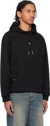 Hugo Black Relaxed Fit Stacked-Logo Hoodie