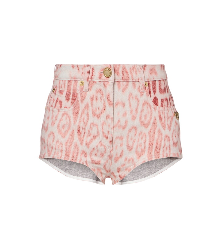 Photo: Roberto Cavalli Leopard-print denim shorts