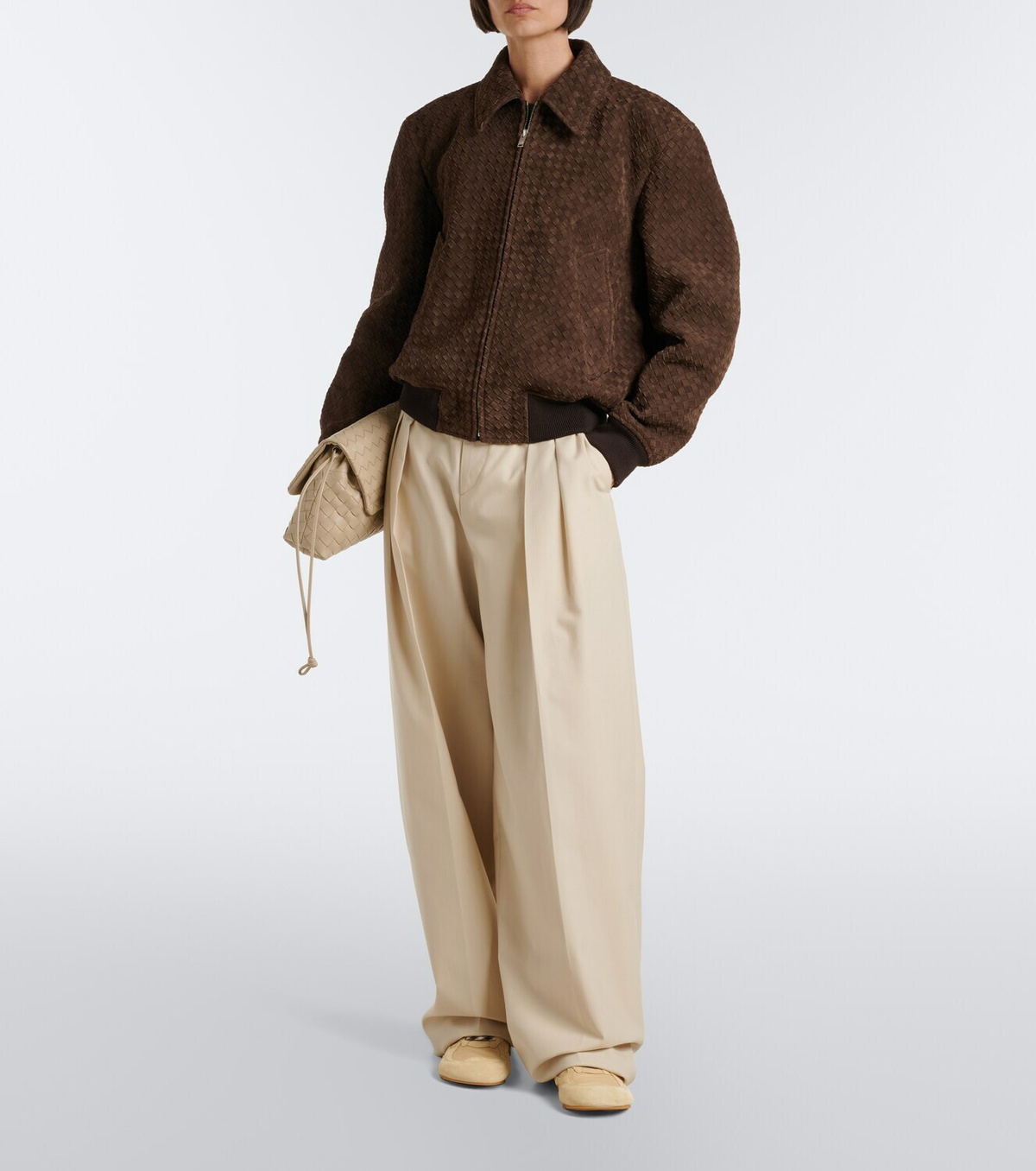 Bottega Veneta Intrecciato suede blouson jacket