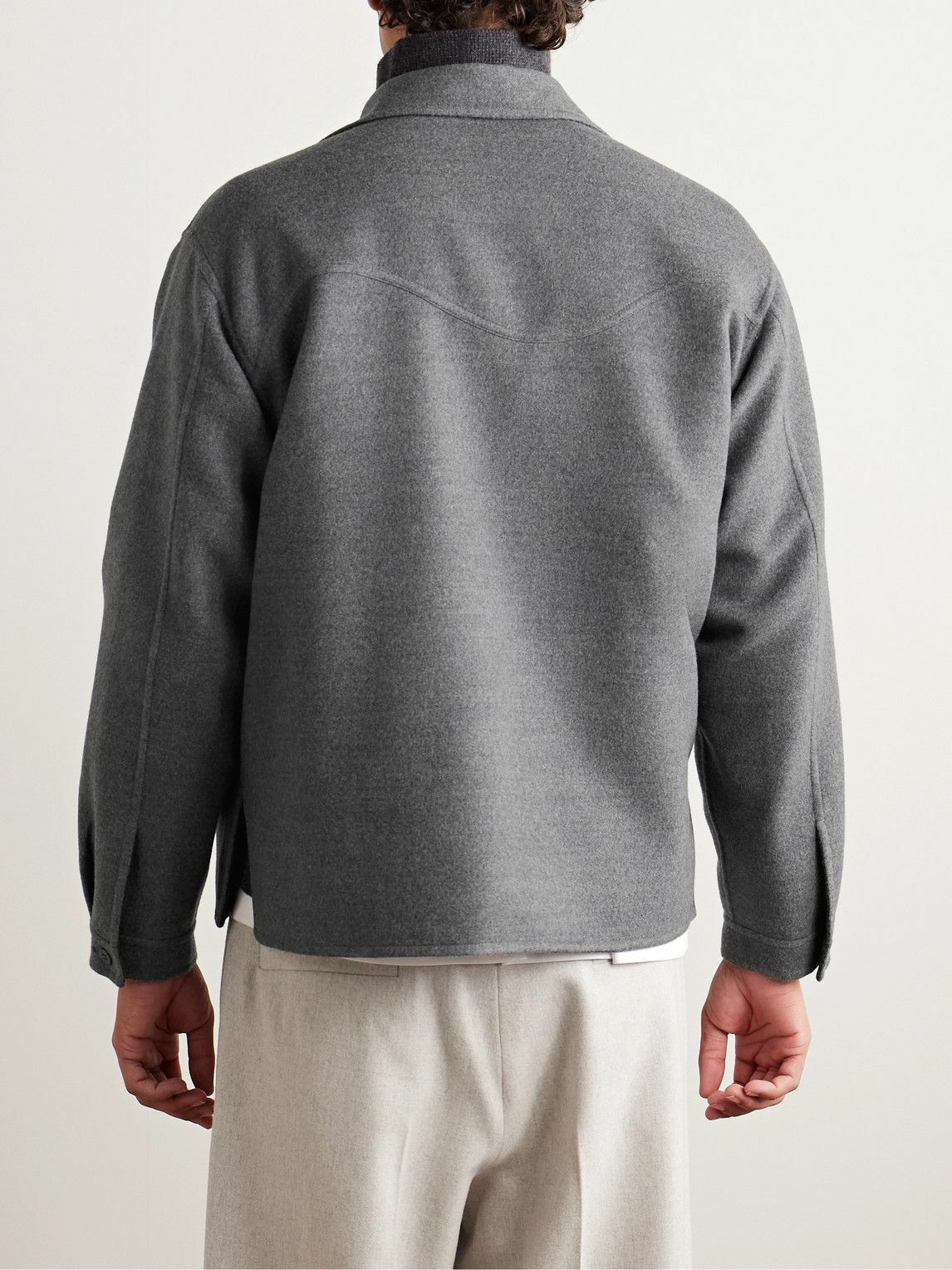 Stòffa - Wave Brushed Double-Faced Merino Wool Overshirt - Gray