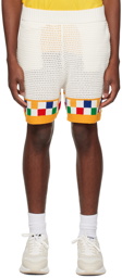 Casablanca White & Yellow Check Shorts