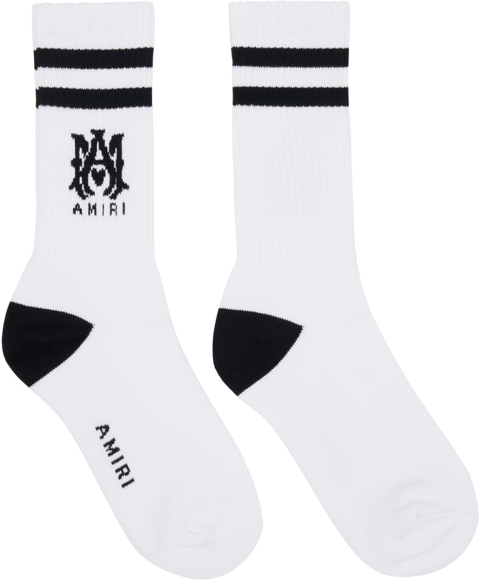 Photo: AMIRI White 'MA' Core Logo Socks