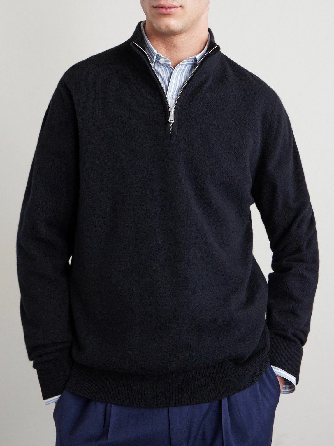 Sunspel - Cashmere Half-Zip Sweater - Black