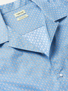 DE BONNE FACTURE - Camp-Collar Printed Cotton-Poplin Shirt - Blue