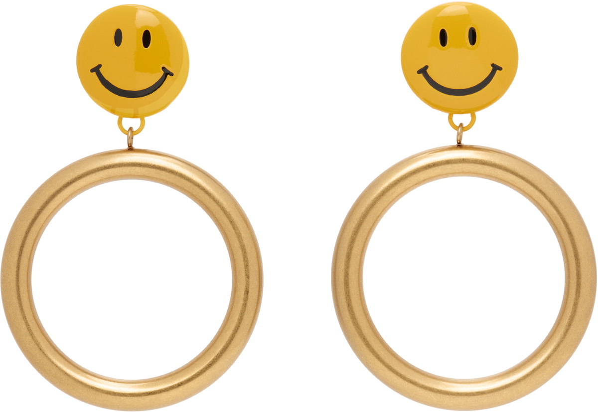 Moschino Gold Smiley Drop Earrings