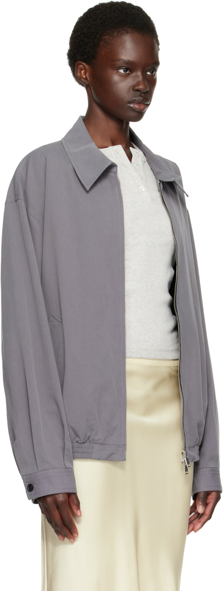 TONYWACK Gray Washed Cotton Lyocell Blouson Jacket
