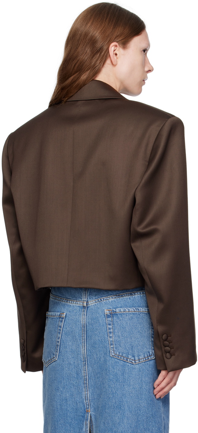 ジャケット MAGDA BUTRYM FW24 AW24 BLAZER 05 BROWN (113924 BROWN 90) Magda Butrym Brown Cropped Blazer Magda Butrym