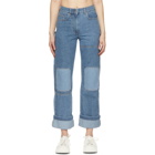 JW Anderson Blue Patchwork Workwear Jeans