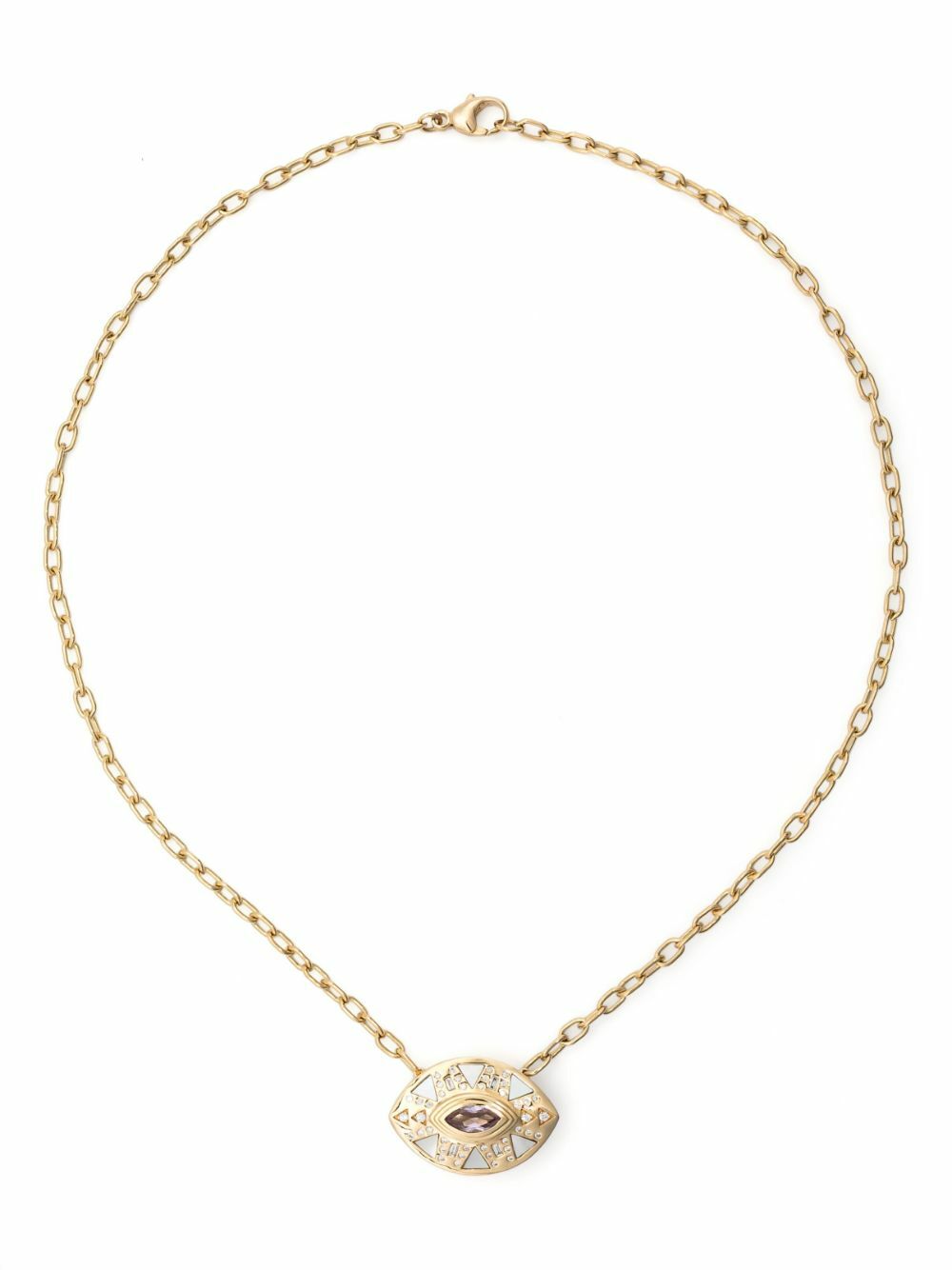 Harwell Godfrey 18K Yellow Gold Cleopatra’s Eye Diamond And Amethyst Necklace